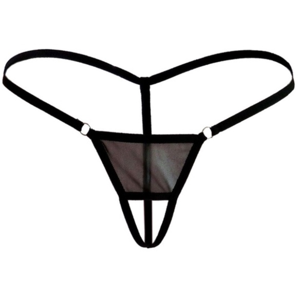 Deep BLACK Open Crotch Micro Bikini Thong Erotic G-string - Waist is 26" to 36" - Picture 1 of 3